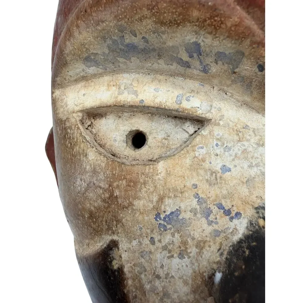 African Ashanti Tribal Wood Mask Hand Carved Wall Decor 2.06 lb Vintage